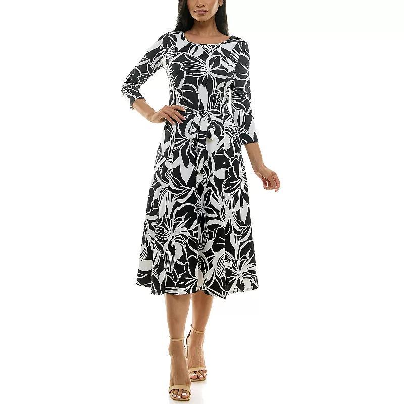 Womens Nina Leonard Sylvia Midi Dress With Belt Product Image