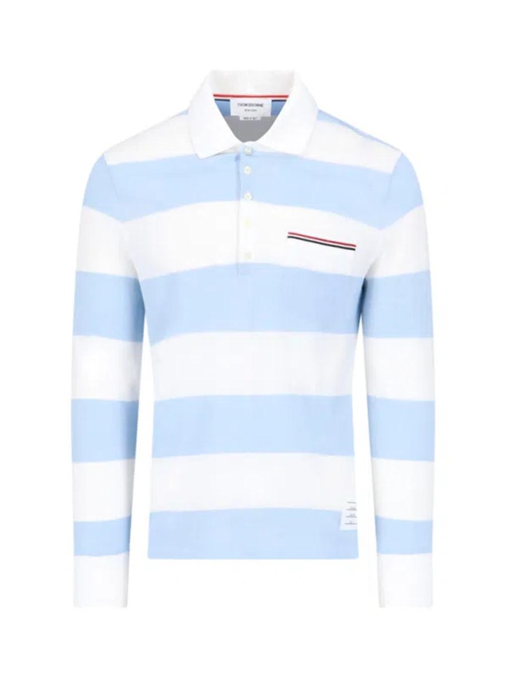 Stripe Polo Shirt In Blue Product Image