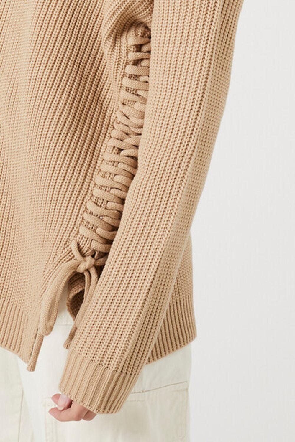 Half-Zip Lace-Up Sweater | Forever 21 Product Image