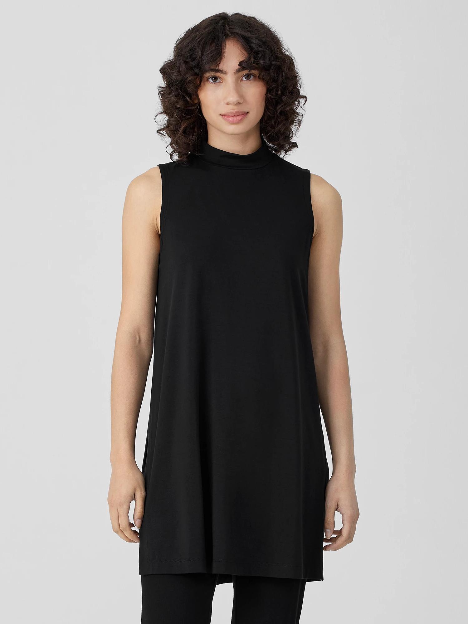 EILEEN FISHER Stretch Jersey Knit Mock Neck Long Tankfemale Product Image