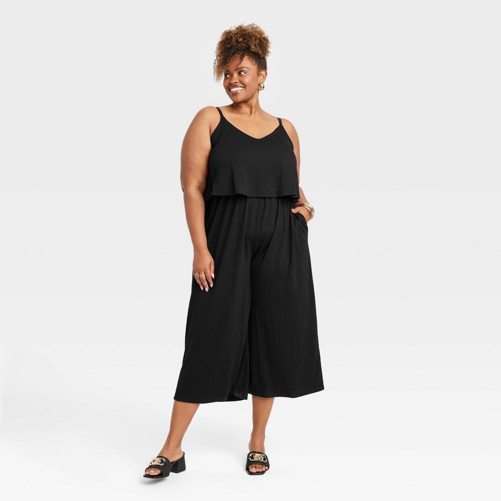 Womens Maxi Jumpsuit - Ava & Viv Black 1X Product Image