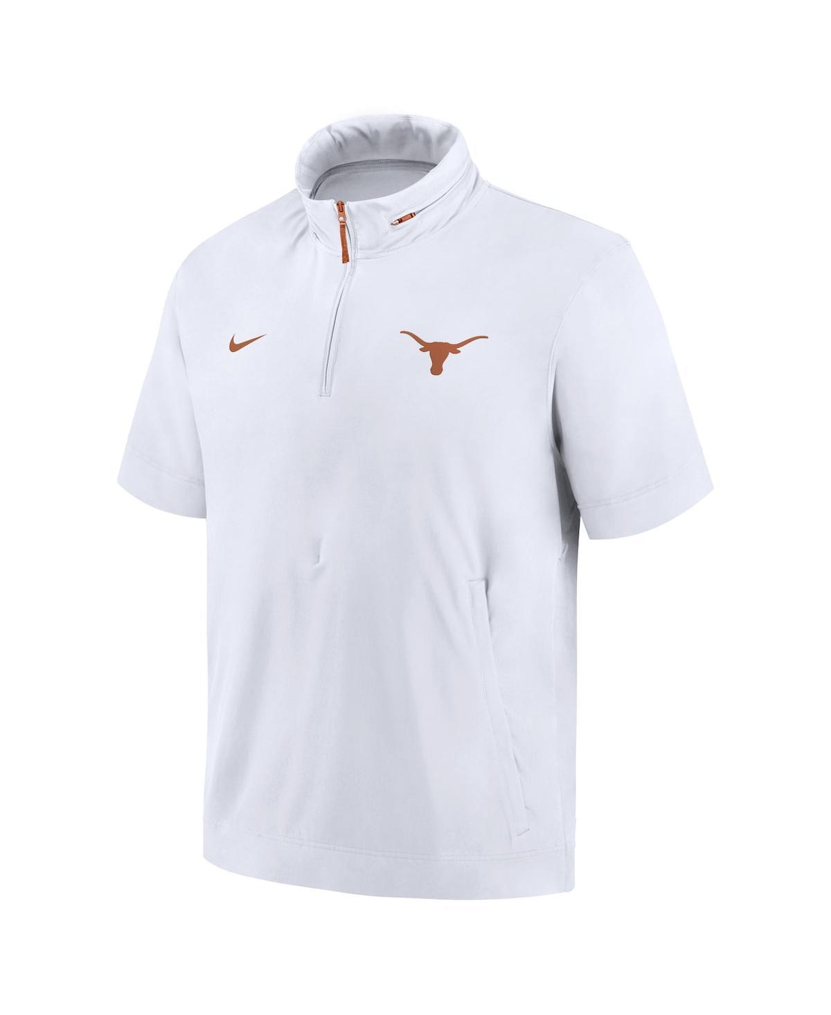 NIKE Men's White Texas Longhorns 2024 Sideline Coach Short Sleeve Half-zip Hoodie Jacket In White,burnt Orange Product Image