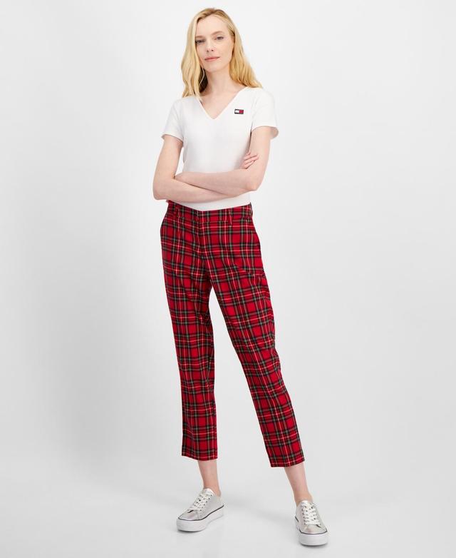 Tommy Hilfiger Womens Hampton Tartan Plaid Trousers Product Image