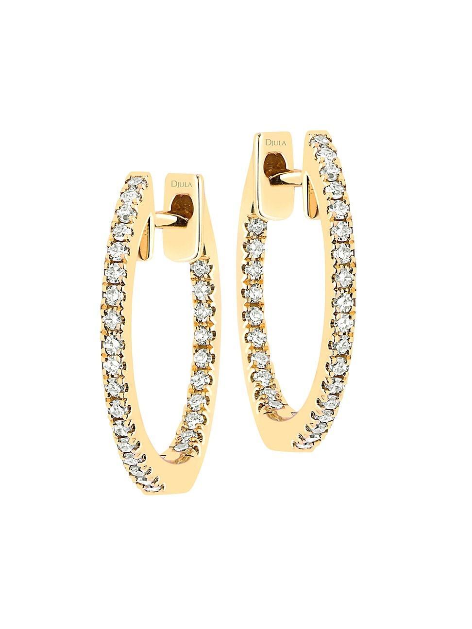 Womens Graphique 18K Yellow Gold & Diamond Hoop Earrings Product Image