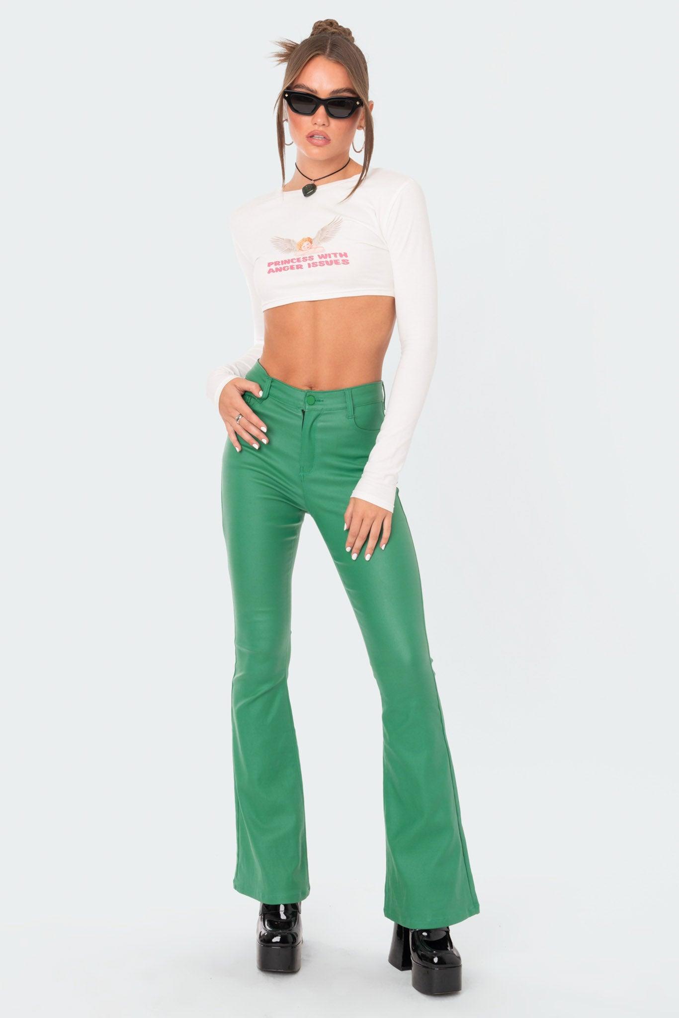 Luna Faux Leather Flare Jeans Product Image