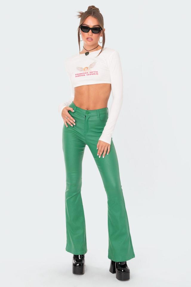 Luna Faux Leather Flare Jeans Product Image