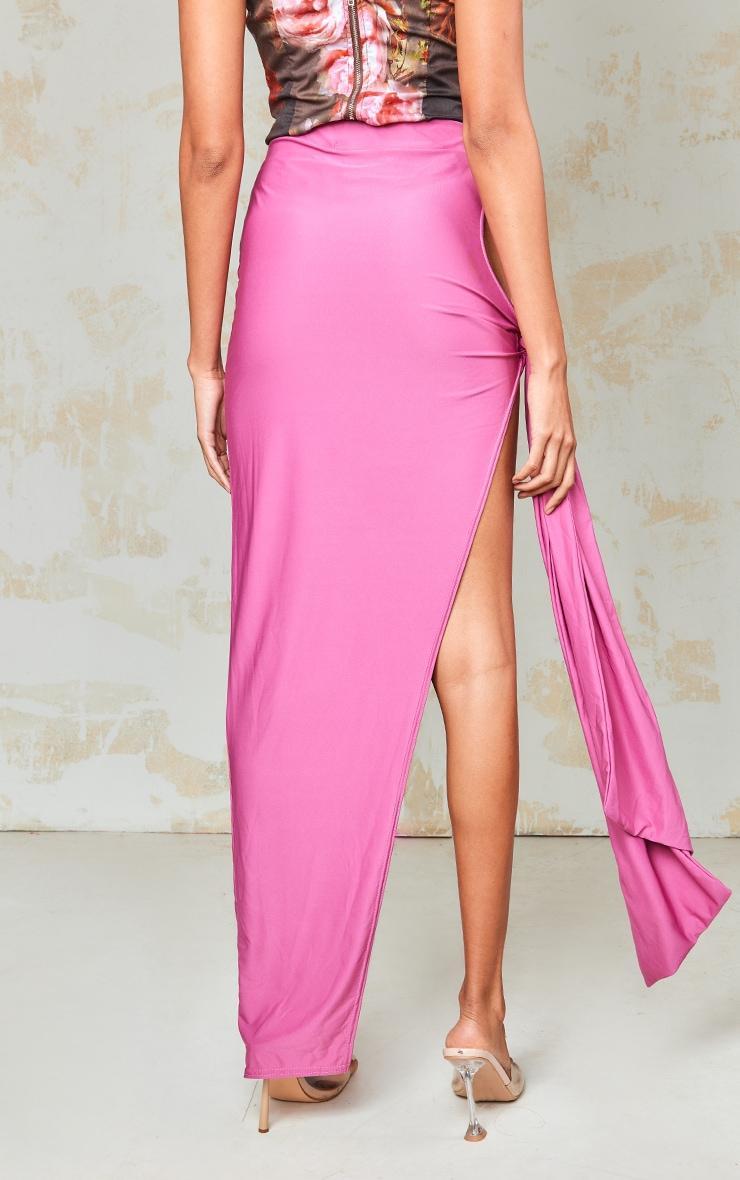 Magenta Soft Touch Slinky Knot Side Cut Out Maxi Skirt Product Image