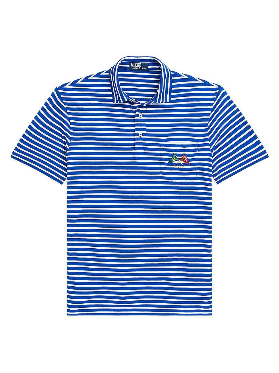 Mens Striped Cotton Polo Shirt Product Image