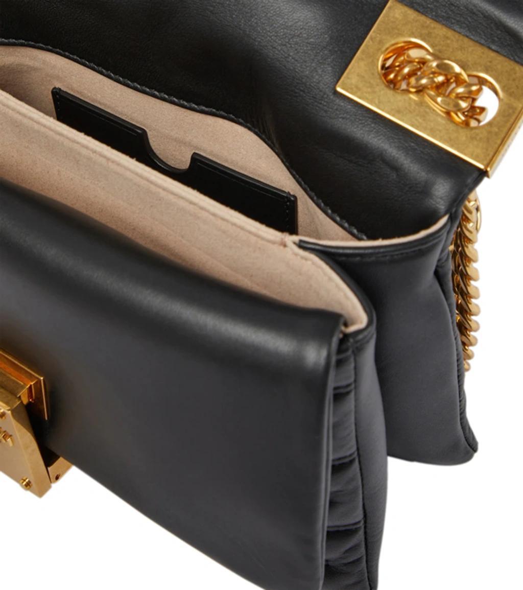 BALMAIN 1945 Small Leather Shoulder Bag In Noir Product Image