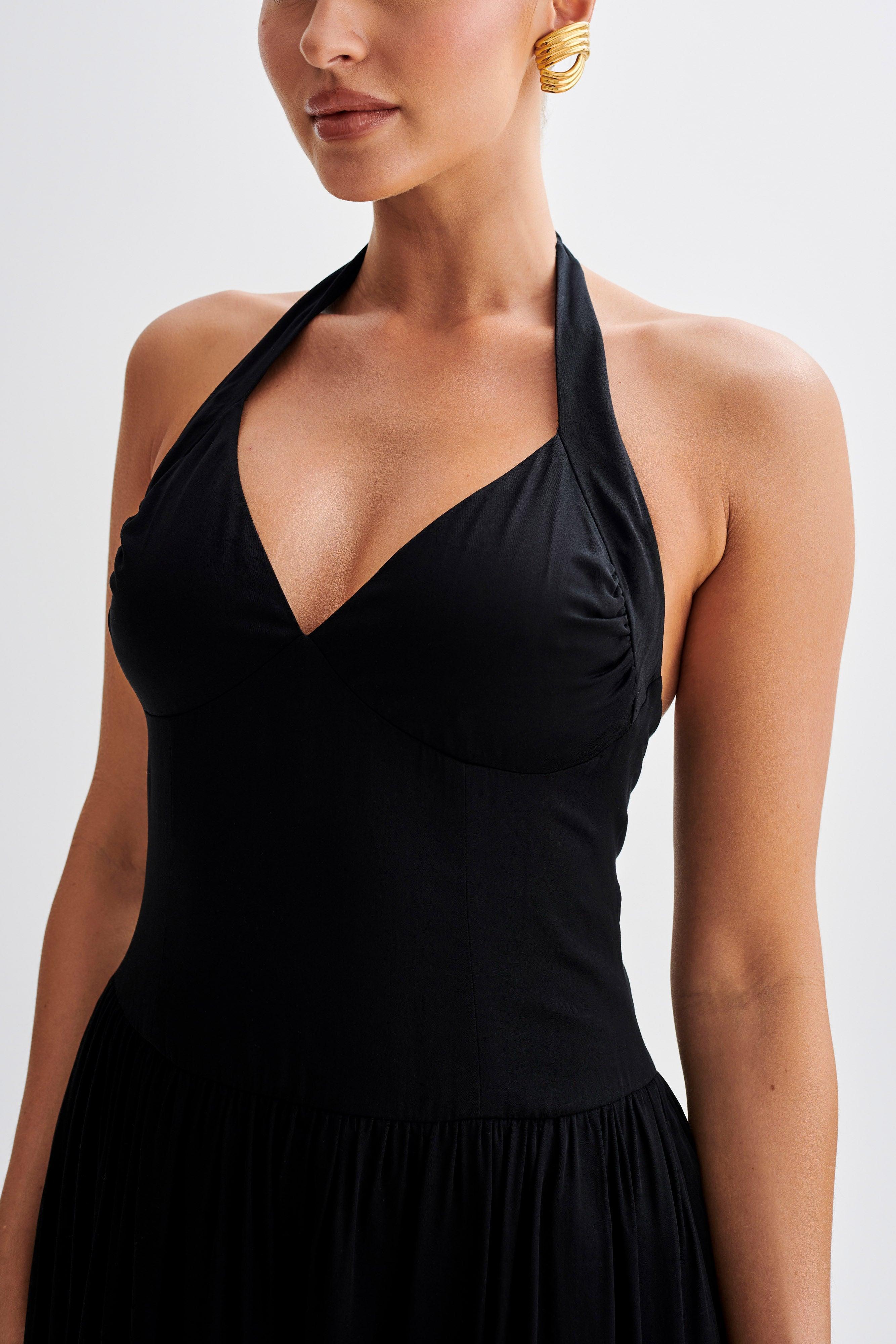 Harriette Halter Midi Dress - Black Product Image