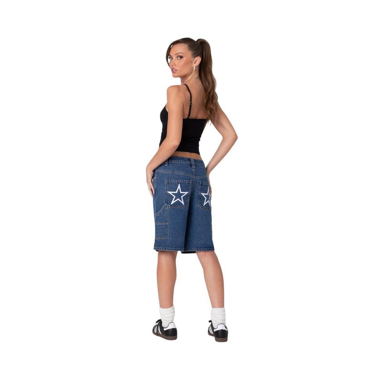 Edikted Womens Stargirl Denim Bermuda Shorts Product Image