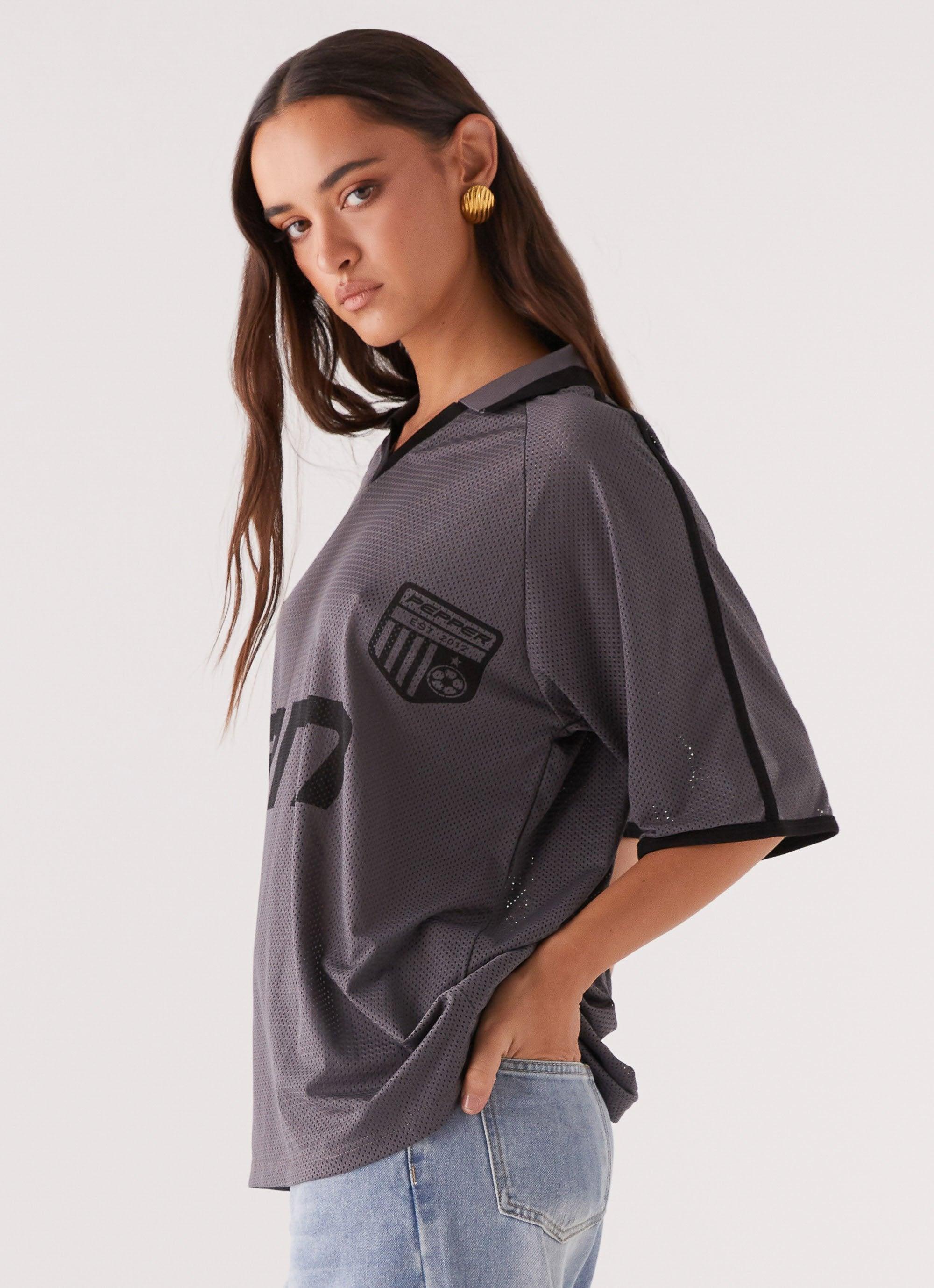 Let's Go Jersey Top - Grey Product Image