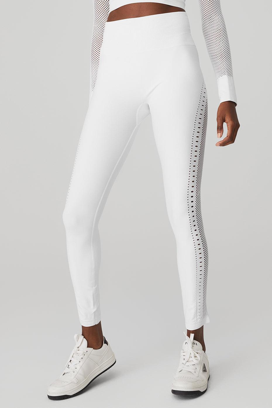 Seamless High-Waist 7/8 Open Air Legging - White Product Image