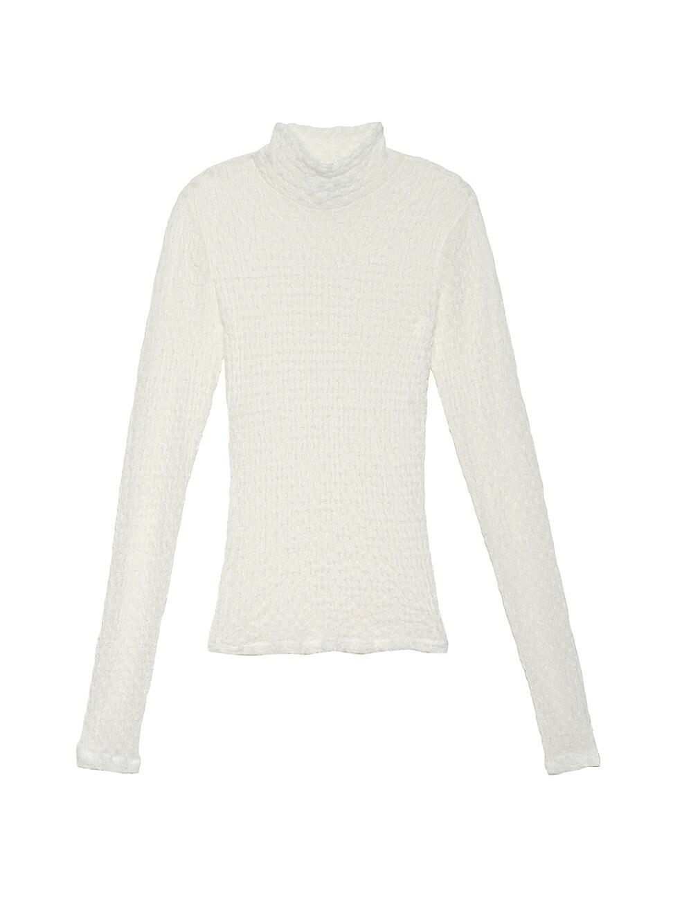 Womens Textured Mesh Turtleneck Top Product Image