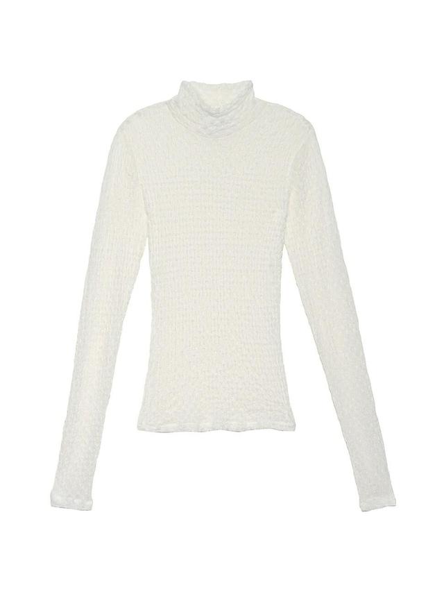 Womens Textured Mesh Turtleneck Top Product Image