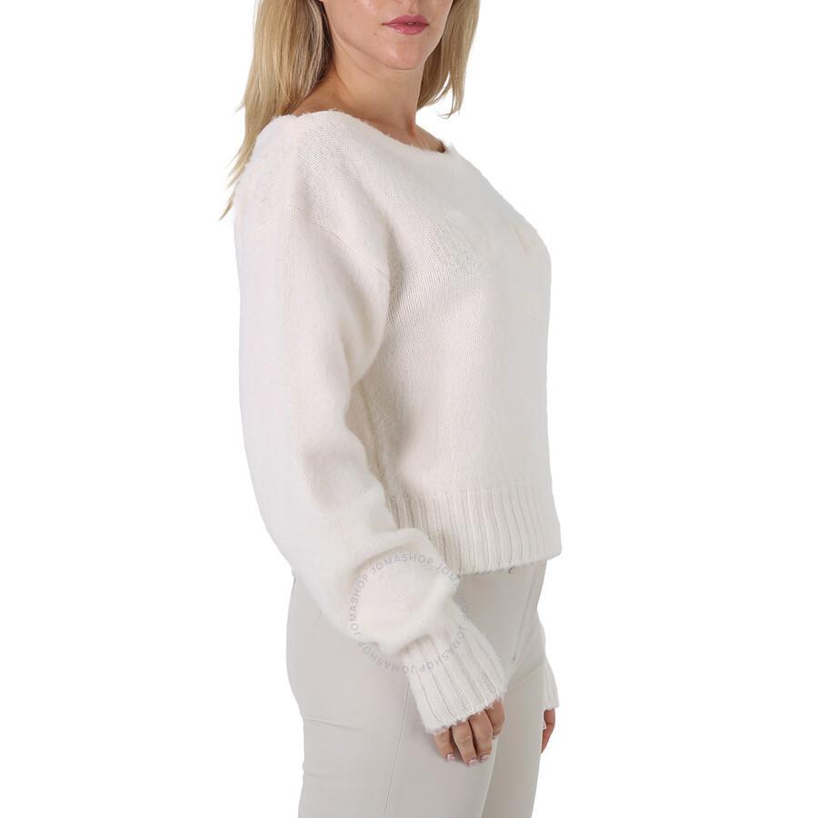 Ladies Off-shoulder Wool-cashmere Sweater In White Product Image