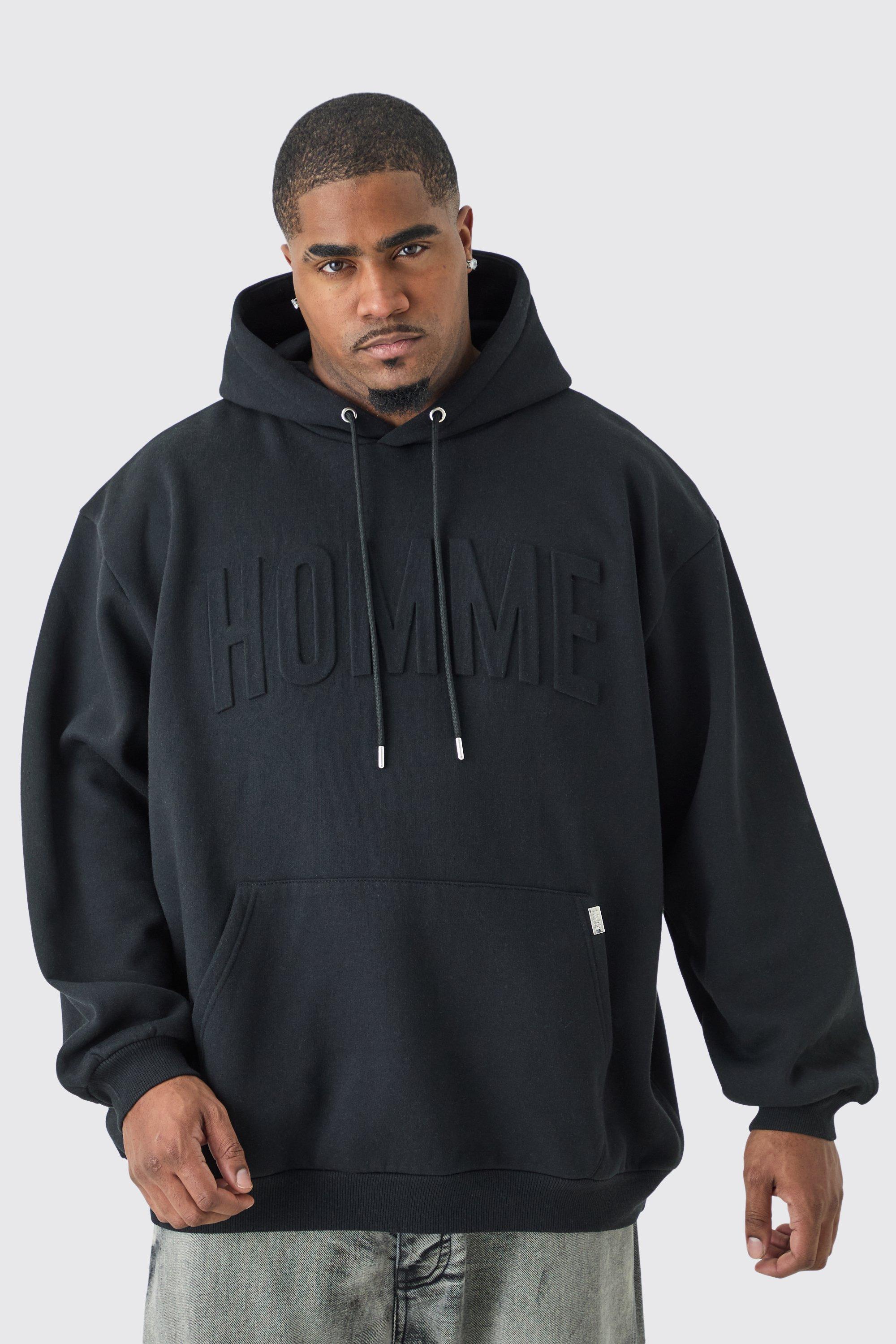 Plus Oversized Debossed Homme Hoodie | boohooMAN USA Product Image