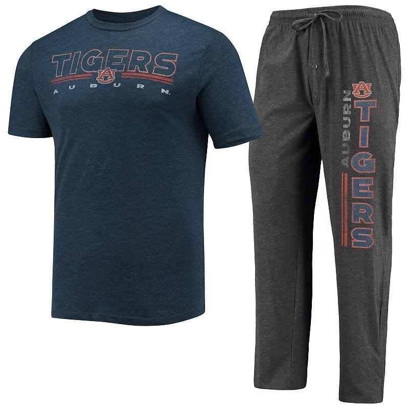 Mens Concepts Sport Heathered Charcoal/Navy Auburn Tigers Meter T-Shirt & Pants Sleep Set Product Image