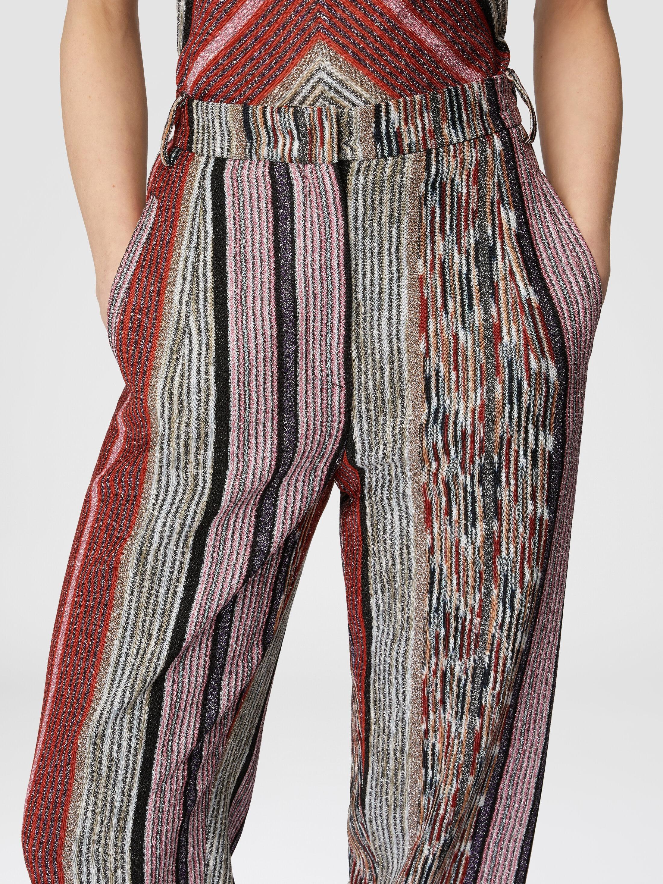 Carrot-fit trousers in lamé striped viscose Product Image