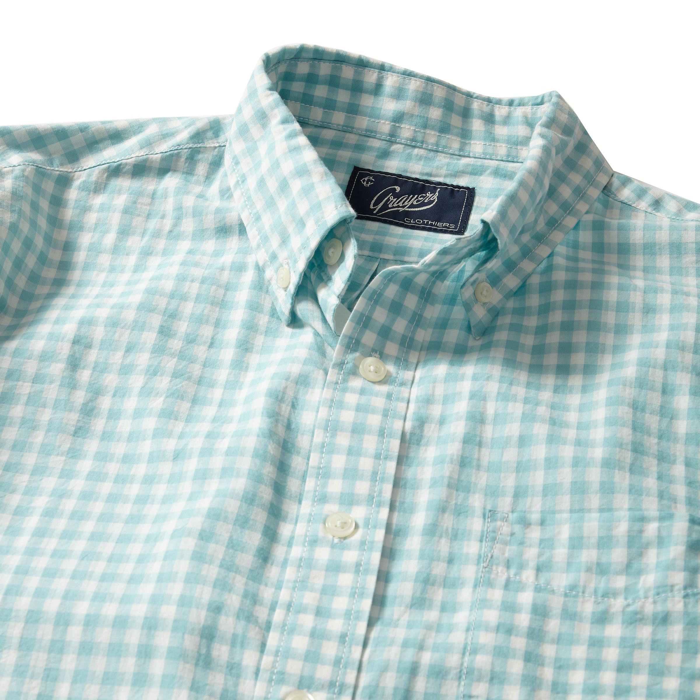 Grange Shadow Gingham Shirt- Seafoam (Final Sale) Product Image