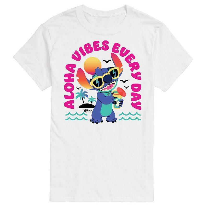 Disneys Lilo & Stitch Big & Tall Aloha Vibes Every Day Graphic Tee, Mens Med Grey Product Image