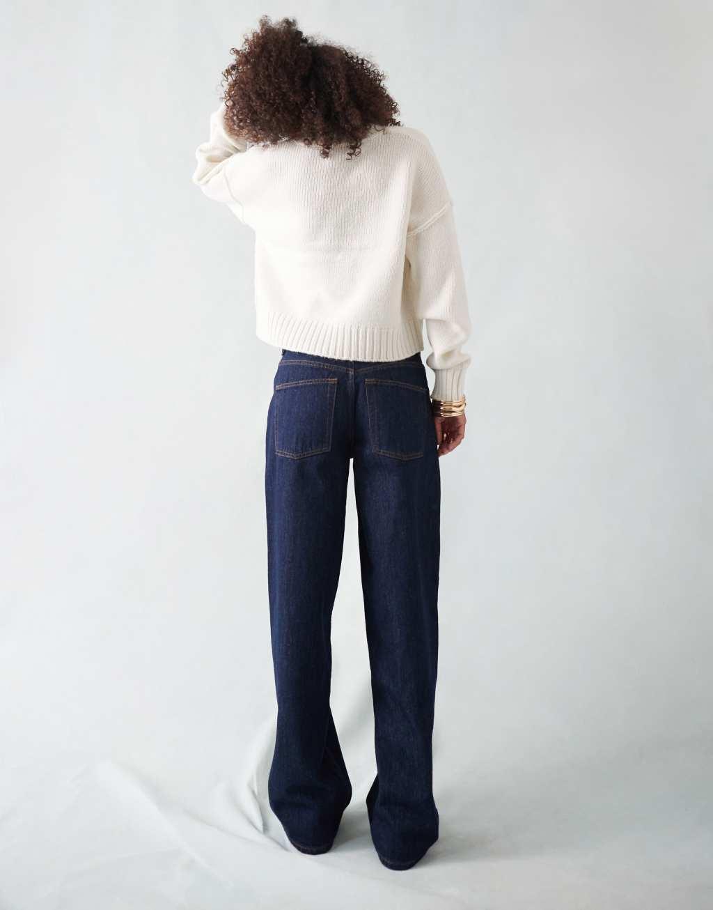 Topshop low rise cinch back jeans in raw indigo Product Image