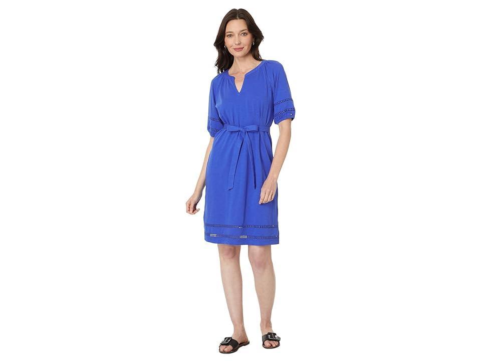 Tommy Hilfiger Womens Cotton Belted Puff-Sleeve Dress Product Image