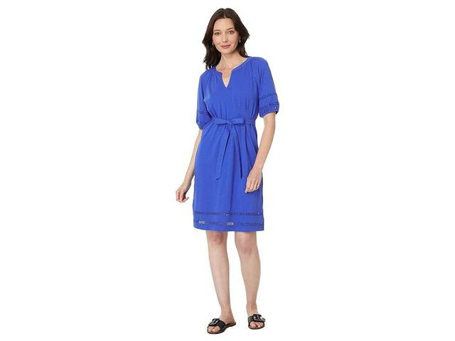 Tommy Hilfiger Womens Cotton Belted Puff-Sleeve Dress Product Image