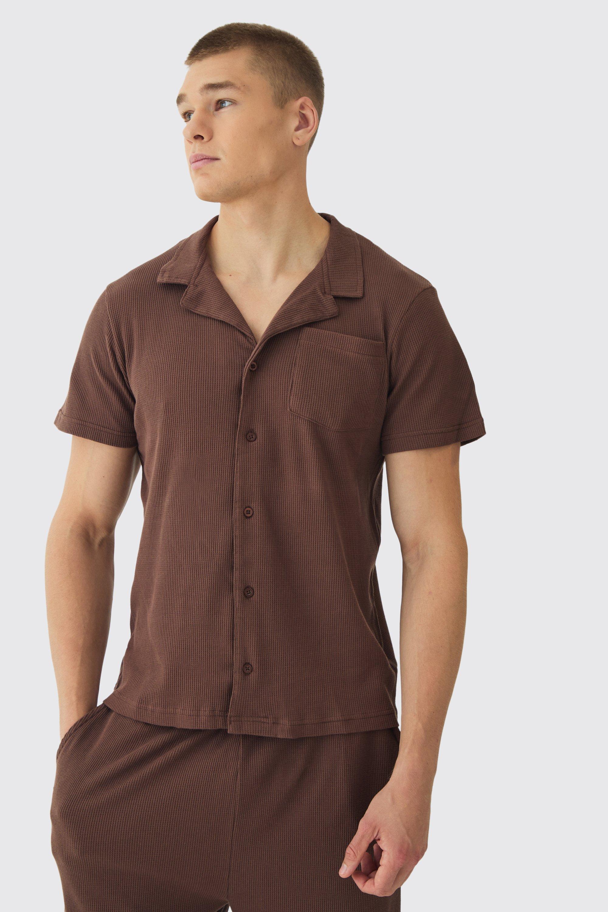 Regular Fit Waffle Shirt | boohooMAN USA Product Image