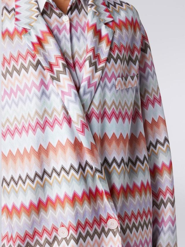 Double-breasted blazer in zigzag print cotton and viscose Multicoloured | Missoni Product Image