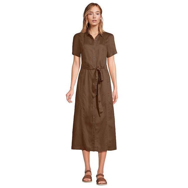 Womens Lands End Button-Front Midi Dress Product Image