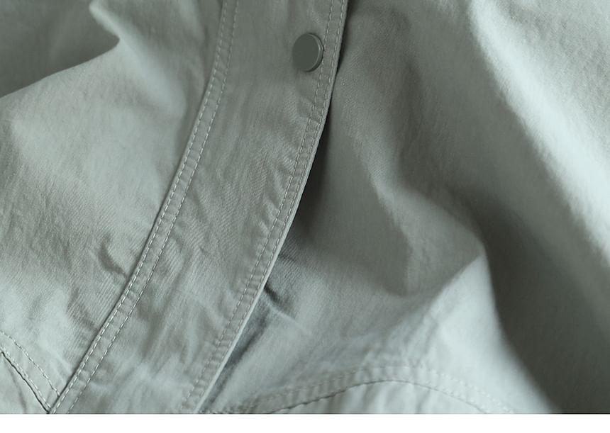 Stand Collar Plain Zip Jacket Product Image