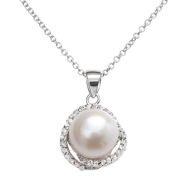 Sophie Miller Sterling Silver Freshwater Cultured Pearl & Cubic Zirconia Swirl Pendant, Womens White Product Image