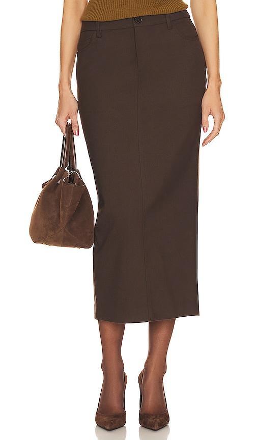 Helsa Trouser Midi Skirt Brown. (also in M, S, XXS). Product Image