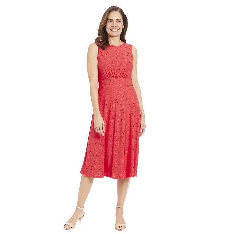 Womens London Times Eyelet Inset Midi Dress Product Image