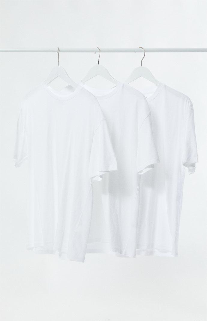 Men's 3 Pack White Reece Regular T-Shirts in White/White/White - Product Image