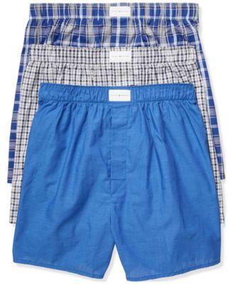 Tommy Hilfiger Cotton Classics Woven Boxer 3-Pack (Paris Blue) Men's Underwear Product Image