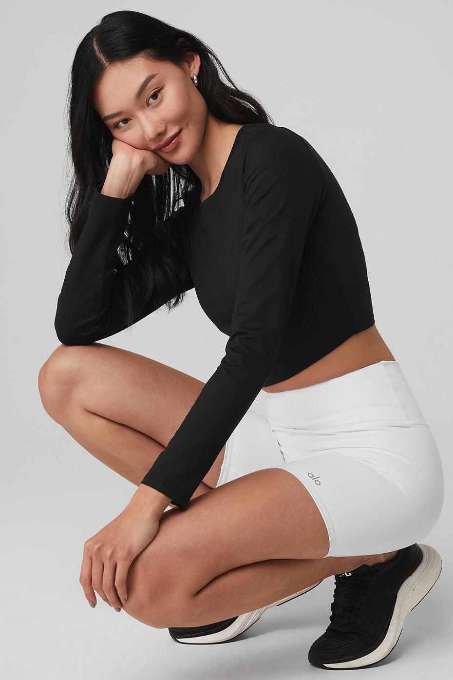 Alosoft Crop Finesse Long Sleeve - Black Female Product Image