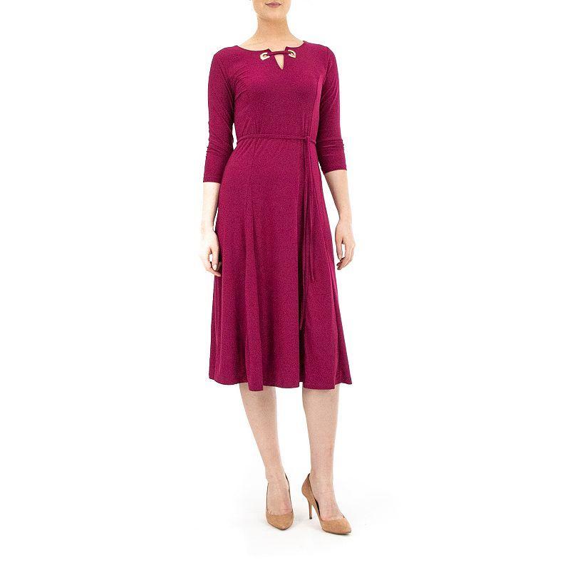 Womens Nina Leonard Sylvia Textured Midi Dress Product Image