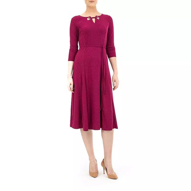 Womens Nina Leonard Grommet-Detail Midi Dress Dark Pink Product Image