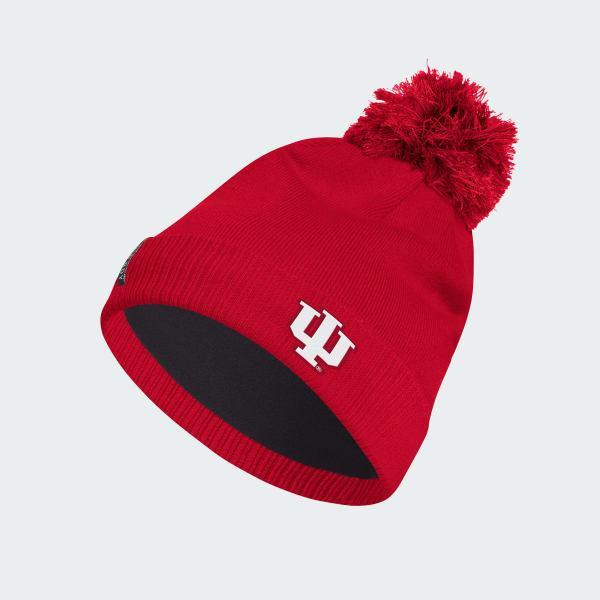 Mens adidas Crimson Indiana Hoosiers 2023 Sideline COLD.RDY Cuffed Knit Hat with Pom, Red Product Image