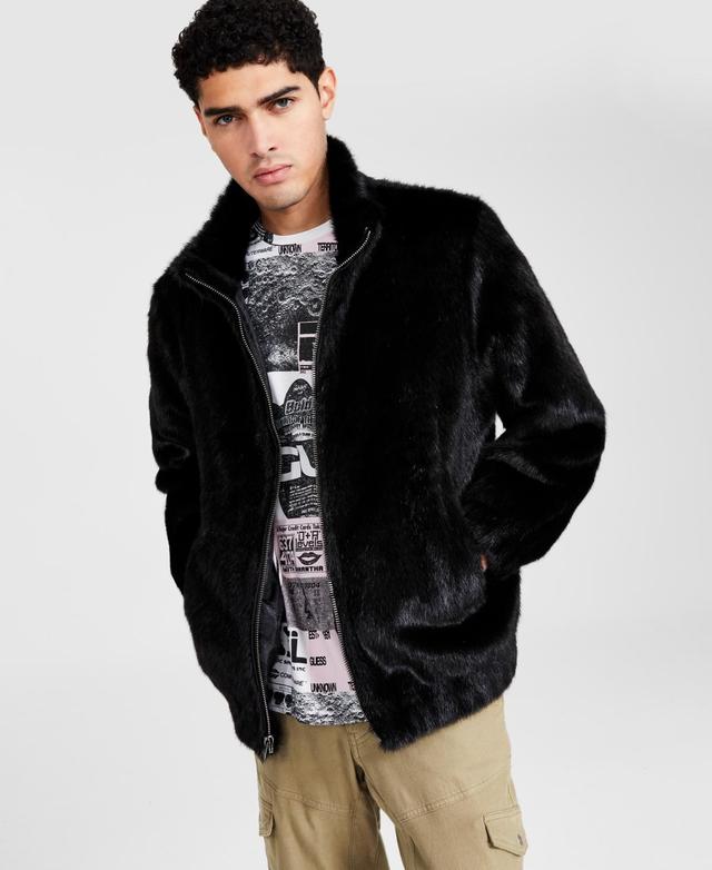 Guess Mens Draco Faux Fur Zip-Front Jacket Product Image