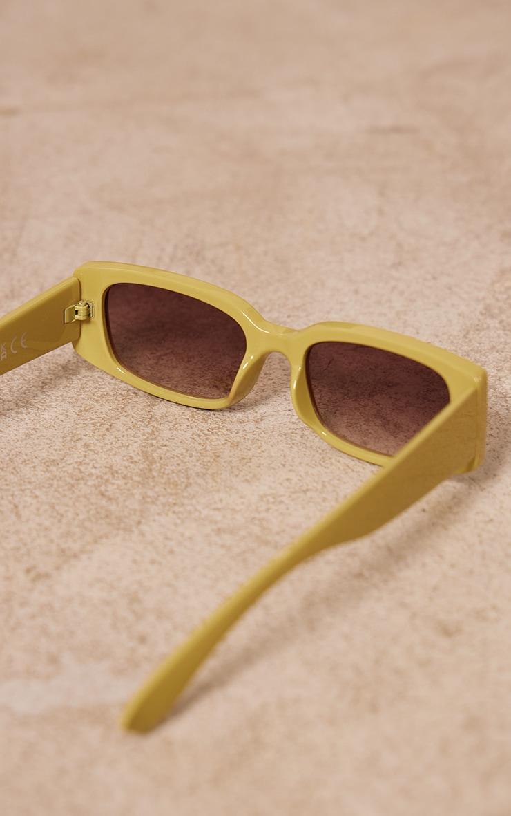 Olive Brown Lens Slim Rectangle Sunglasses Product Image