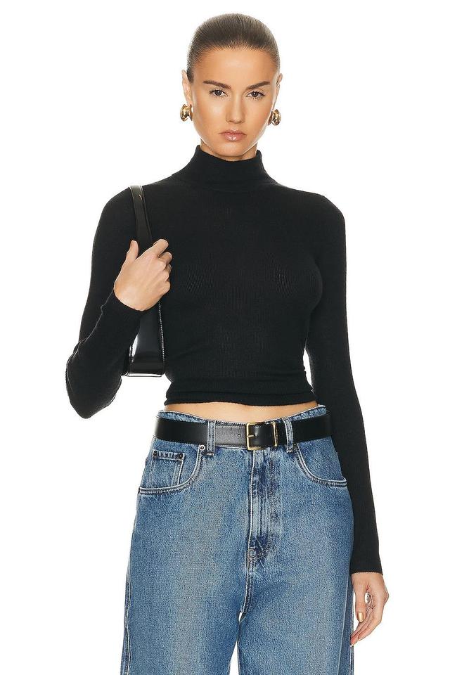 Guest In Residence Base Layer Rib Turtleneck Top Black. (also in L, XL). Product Image