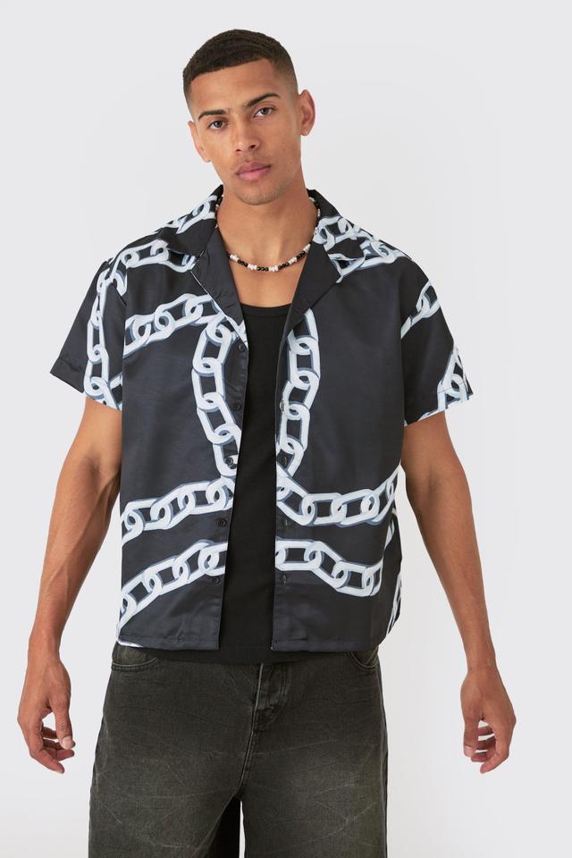 Boxy Chain Satin Shirt | boohooMAN USA Product Image