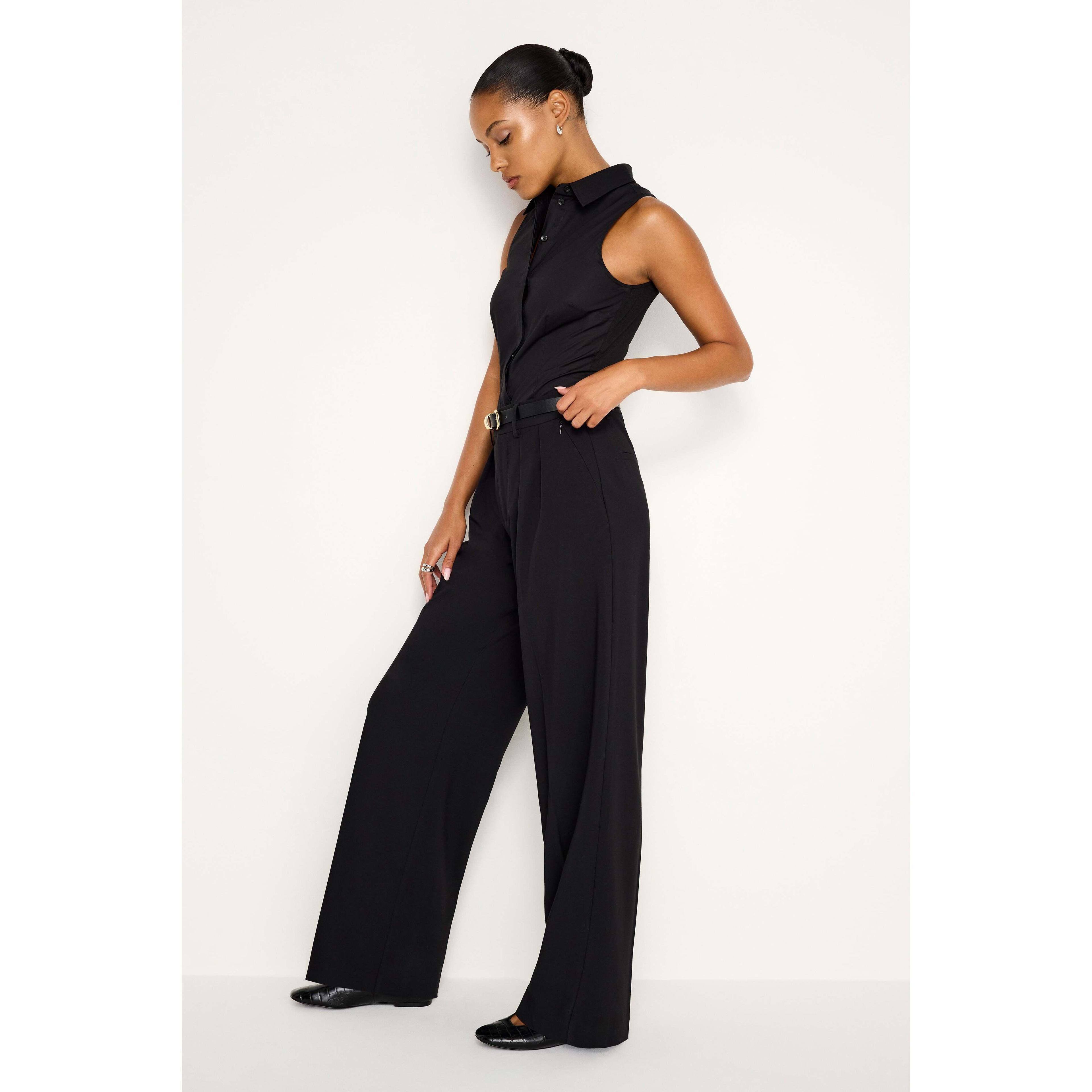 Womens Essential Suiting Pleated Trousers | Black, Size 16 Plus | Good American by Khlo Kardashian Product Image