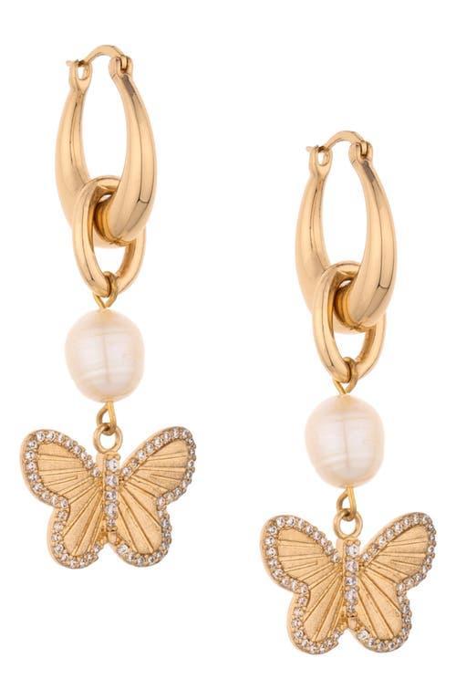 Ettika Butterfly & Imitation Pearl Drop Earrings Product Image