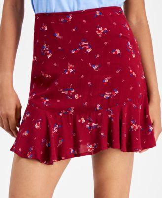 Women's Floral High Rise Flounce Mini Skirt Product Image