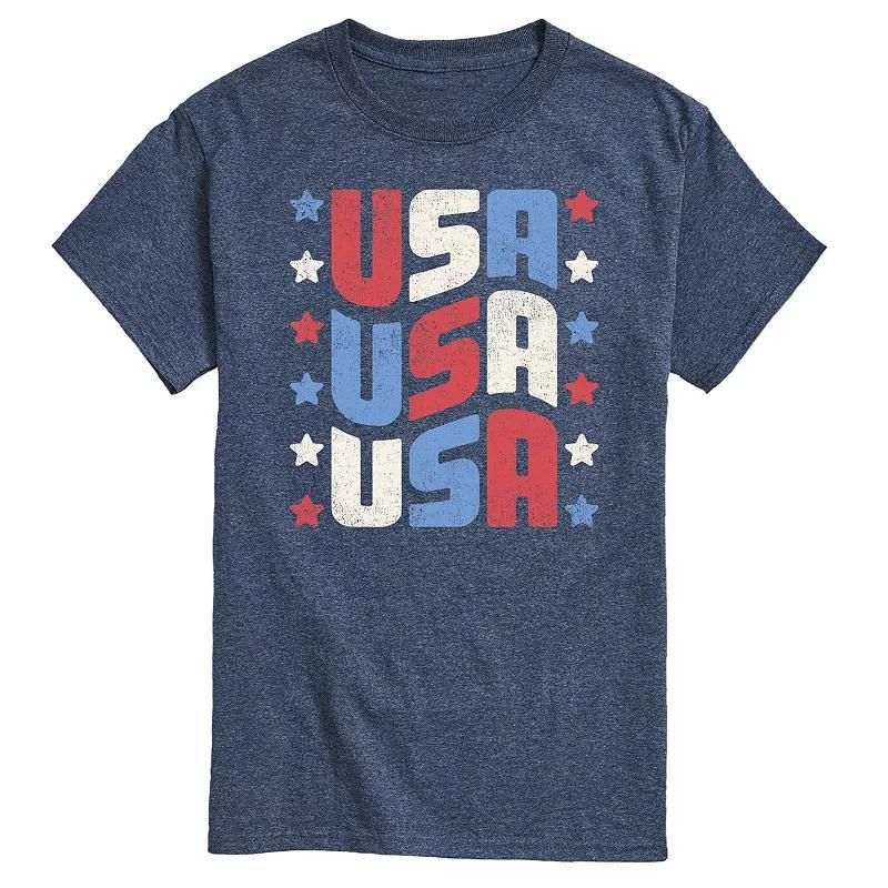 Mens USA Stacked Graphic Tee. Grey Blue Product Image