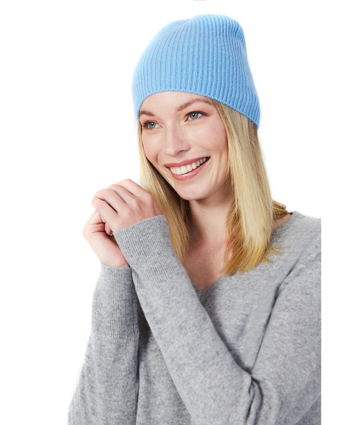 Style Republic Womens 100% Pure Cashmere Fully Ribbed Beanie Product Image